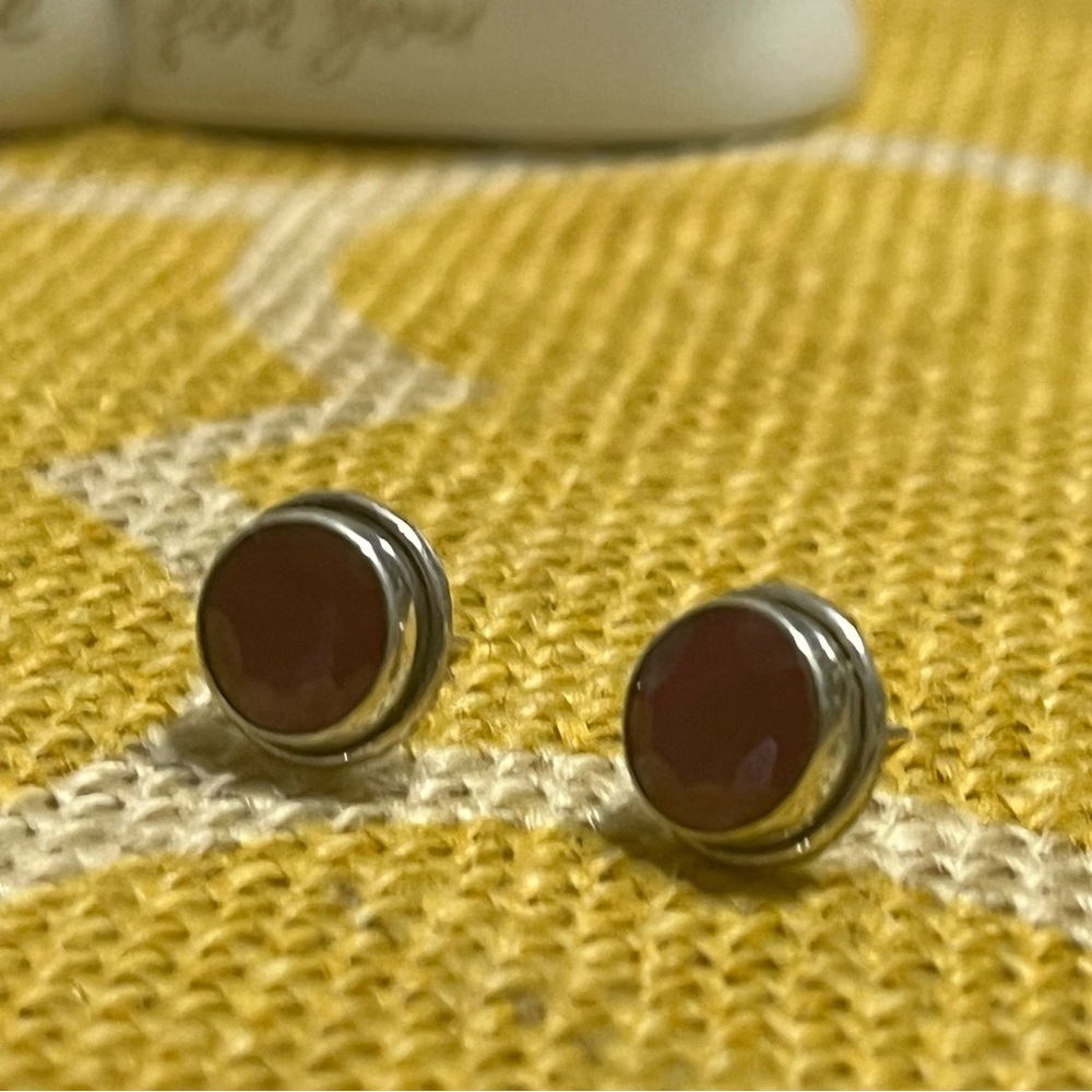 Silver and Ruby Stud Earrings
